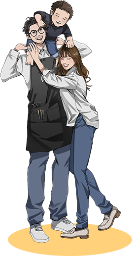 家族を大切にしたい！パパさんスタイリスト、酒井 聡のイラスト